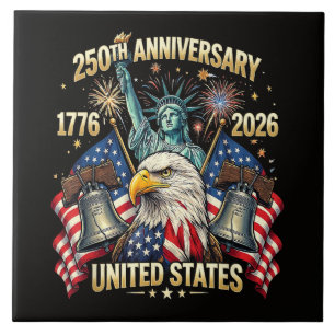 Azulejo 250 años aniversario americano 1776-2026 bandera d