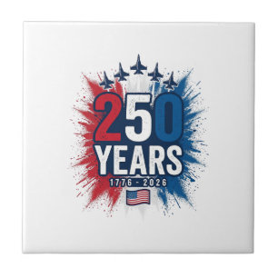 Azulejo 250 Años Aniversario Jets Patrióticos Diseño Vecto