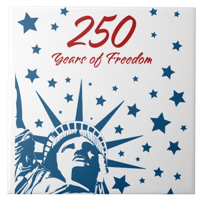 Azulejo 250 Years of Freedom Happy Birthday USA Patriotic  (Frente)