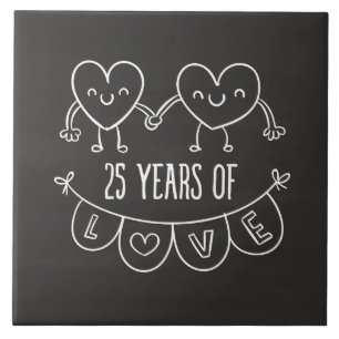 Azulejo 25° Aniversario Regalo Corazones de Chalk