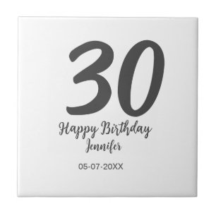 Azulejo 30.ª fecha de adición de cumpleaños año plantilla 