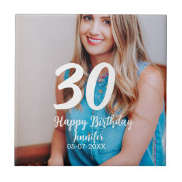 Azulejo 30.º cumpleaños añadir nombre fecha año foto blanc