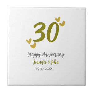 Azulejo 30 años feliz pareja de bodas grises dorados