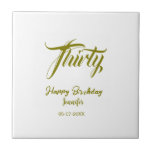 Azulejo 30th birthday add name date year gold template thi<br><div class="desc">editable design</div>