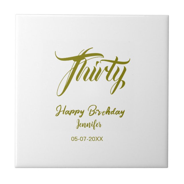 Azulejo 30th birthday add name date year gold template thi (Frente)