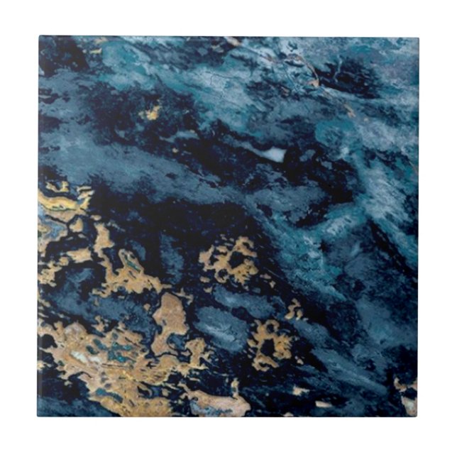 Azulejo 3 de 3 granito negro de oro azul cobalto (Frente)