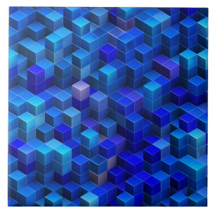 Azulejo 3D azul cubica el modelo geométrico abstracto