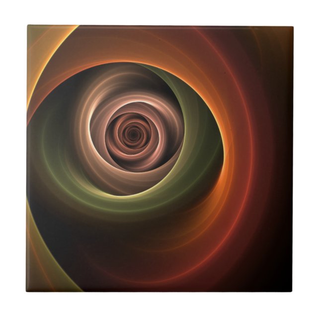 Azulejo 3D Spiral Abstract Warm Colors Modern Fractal Art (Frente)