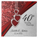 Azulejo ⭐ 40 Aniversario de la Ruby Roja 💕 Keepsake<br><div class="desc">40, 52 o 80 años del Boda de Ruby Keepsake Tile de cerámica. Esta hermosa baldosa será un éxito con esa pareja o persona o personas especiales. También funcionaría bien para cualquier otro evento u ocasión como un compromiso, boda, cumpleaños, graduación, jubilación, etc... simplemente cambiando la redacción. Un diseño moderno...</div>