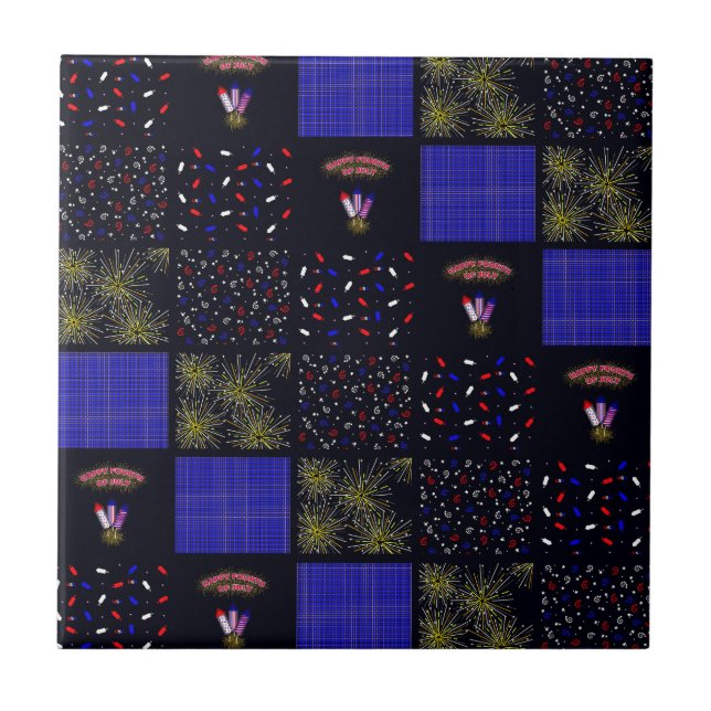 Azulejo 4 de julio Patrón de parches - 4 de julio (Frente)