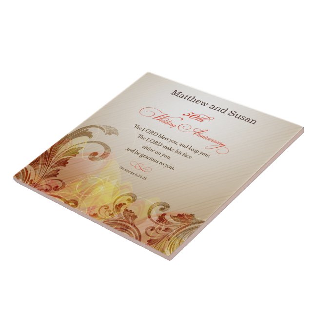 Azulejo 50° Aniversario del Boda, bendiciones del Señor y  (Lado)