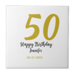 Azulejo 50 cumpleaños añadir nombre fecha año negro planti<br><div class="desc">diseño editable</div>