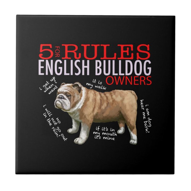 Azulejo 5 Reglas para los propietarios de bulldoges ingles (Frente)