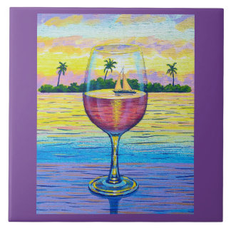 Azulejo ¡6x6 teja, un vidrio de vino, un mundo lejos!