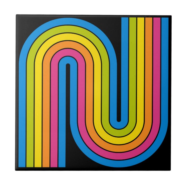 Azulejo 70s Retro Vintage Style Geometric Design (Frente)