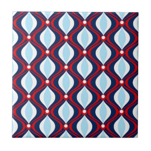 Azulejo 70s rojo, blanco, y azul retro