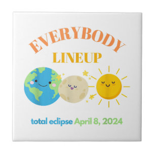 Azulejo 8 de abril de 2024 Funny Earth Moon Sun Cute
