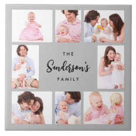 Azulejo 8 Sections Family Photo in Gray Frame