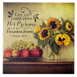 Azulejo 95:2 del salmo en su presencia con acción de