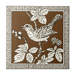 Azulejo #9 de la Serie de Aves Minton Mocha de 1880