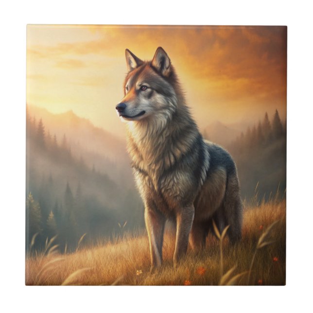 Azulejo A Beautiful Forest Wolf (Frente)