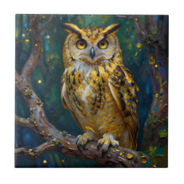 Azulejo A Blue and Gold Majestic Owl  