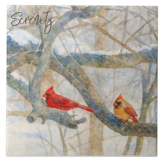 Azulejo A Cardinal Couple Perched in the Snow (Frente)