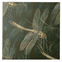 AZULEJO A DRAGONFLY ON GREEN TILE