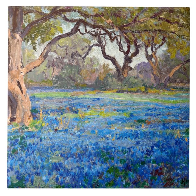 Azulejo A Field of Bluebonnets at Alamo Heights, 1919, (Frente)