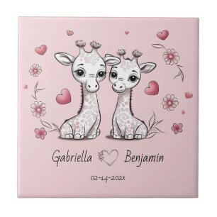 Azulejo A la Personalizado educada Giraffe le encanta el D