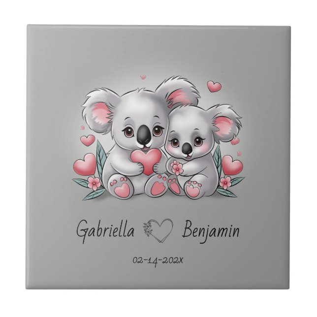 Azulejo A la Personalizado educada Koala le encanta el Día (Frente)