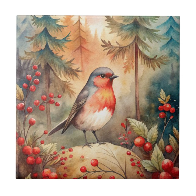 Azulejo A lovely Robin in Autumn (Frente)