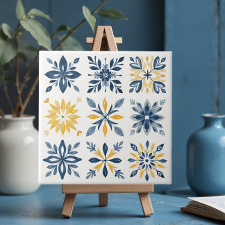 Azulejo A Mediterranean Tile Design with Floral Geometric 