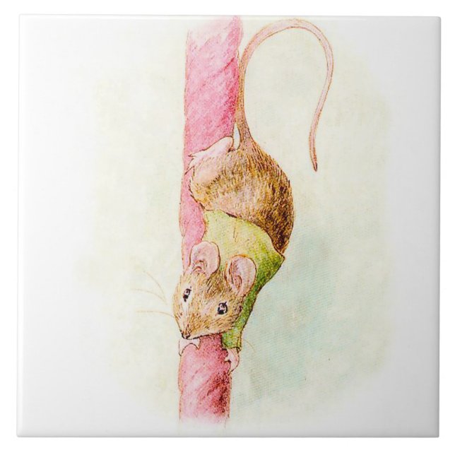 Azulejo “A Mouse Ran Down the Bell Rope” by Beatrix Potter (Frente)