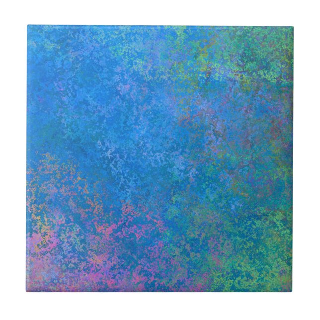 Azulejo A orillas del mar Tinta de Alcohol, Abstracto Pour (Frente)