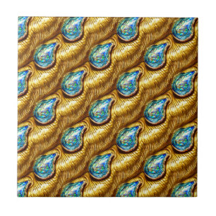 Azulejo Abalone lacrimógena paun pua shell oro glam azul