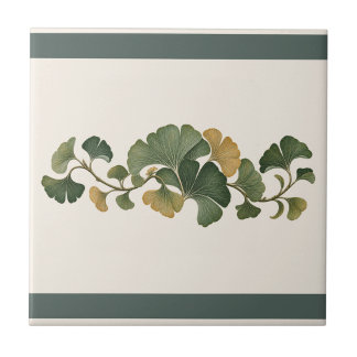 Azulejo Abanico botánico de Ginkgo Friso de color personal