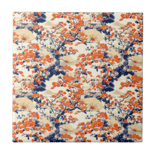Azulejo Abanico de Flor de Cerezo Japonesa Patrón (2)