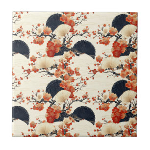 Azulejo Abanico de Flor de Cerezo Japonesa Patrón (6)