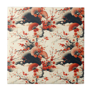 Azulejo Abanico de Flor de Cerezo Japonesa Patrón (7)