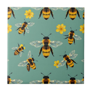 Azulejo Abeja Carpintera Acuarela Realista Panal