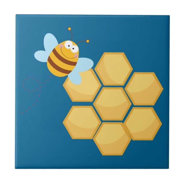 Azulejo Abeja Cuidadosa Con Mosaico De Hive (Frente)