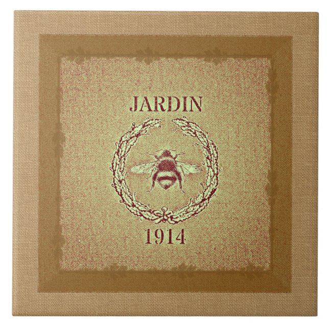 Azulejo Abeja de la mirada de la arpillera del saco del (Frente)