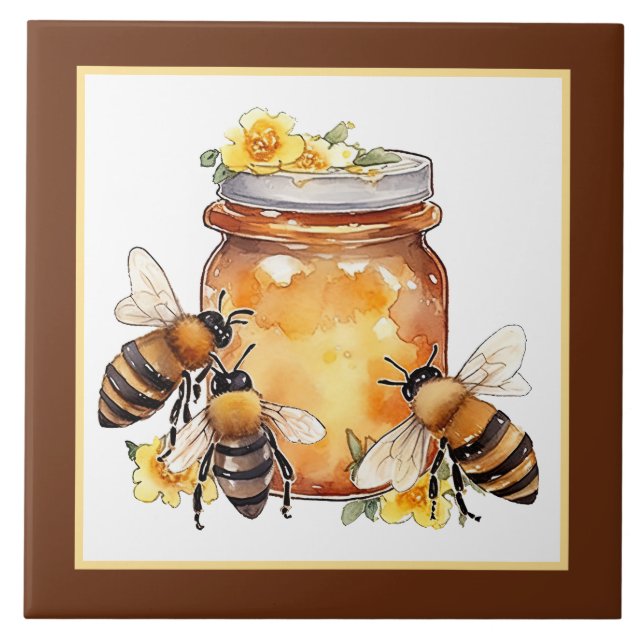 Azulejo Abeja de miel de maíz artesanal (Frente)