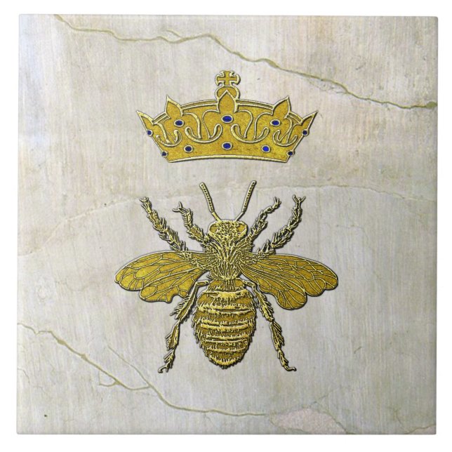 Azulejo Abeja de miel y mosaico cerámico de la corona (Frente)
