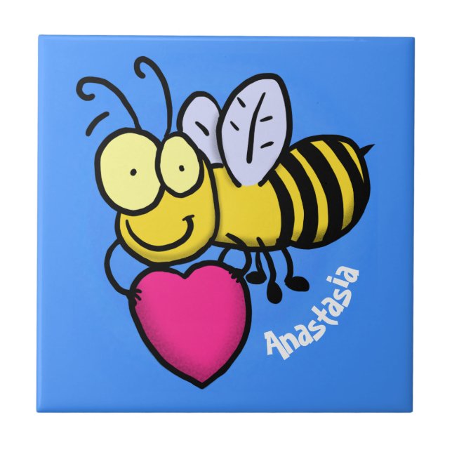 Azulejo Abeja graciosa y linda con ilustracion personaliza (Frente)