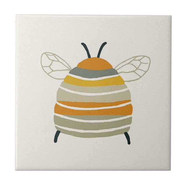 Azulejo Abeja Melífera Encantadora de la Mitad de Siglo (Frente)