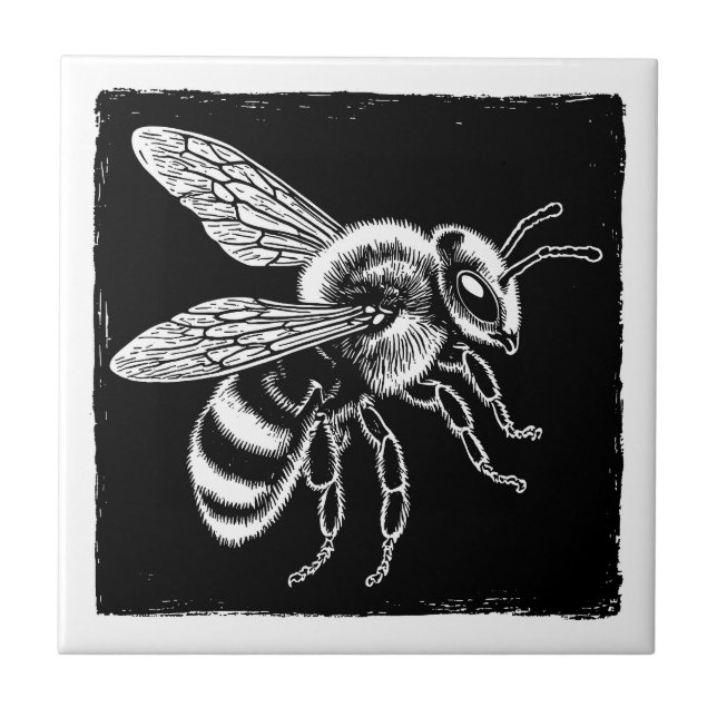 Azulejo Abeja negra y blanca (Frente)