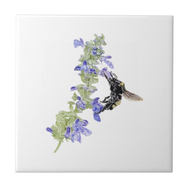 Azulejo Abeja y Salvia Azul (Frente)
