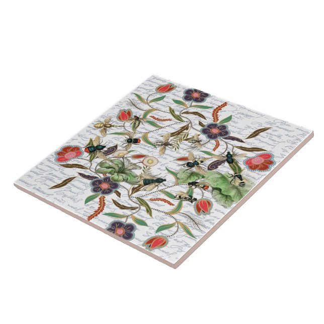 Azulejo Abejas y flores francesas antiguas modernas (Lado)